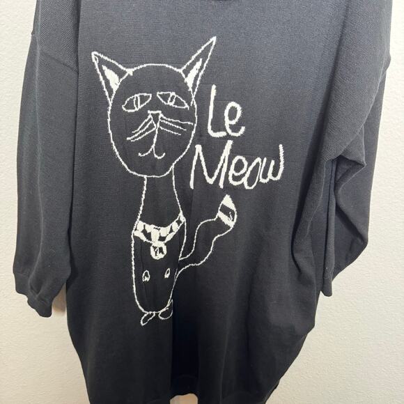 Melissa McCarthy Seven7 Plus 1X Sweater Black Cat Graphic Le Meow Pullover - Picture 5 of 8